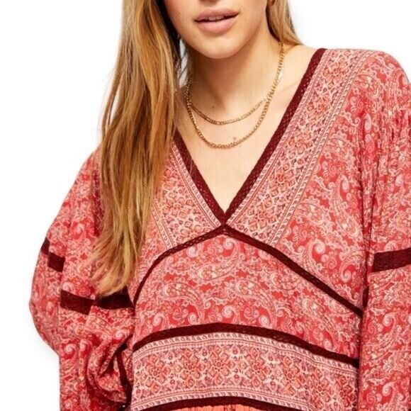 FREE PEOPLE NWT Luna Scarf Print Tunic Top/Dress- size S -‎ Boho Flowy Indie - Picture 6 of 8